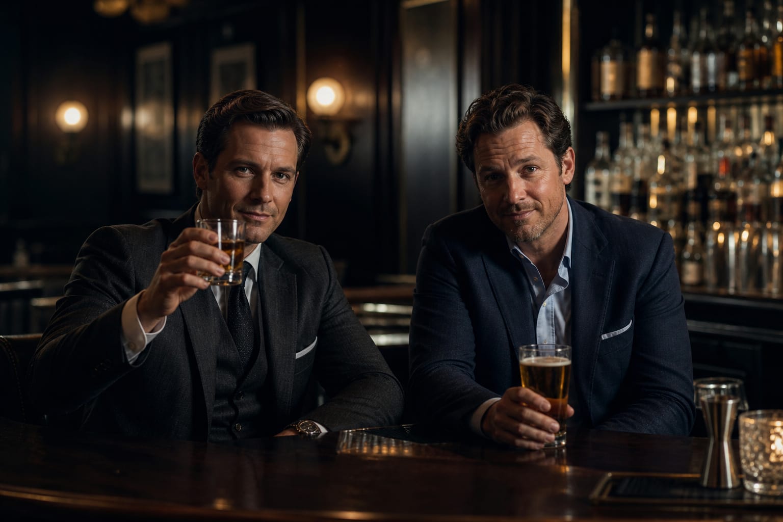 Counsel of Drunk Lawyers sharing drinks after hours in Milwaukee